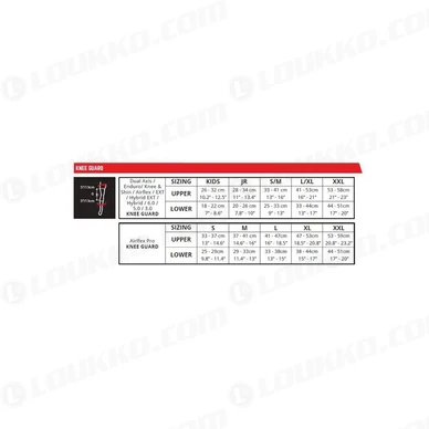 leatt knee guard sizing chart kuva