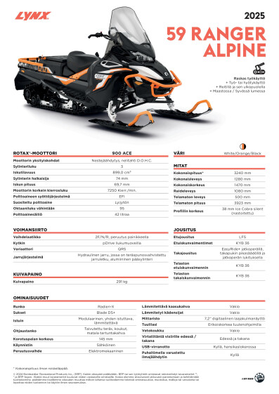 LYNX MY25 59 Ranger Alpine SPEC 