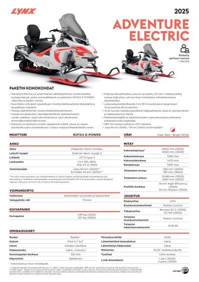 LYNX MY25 Adventure Electric SPEC FIFI