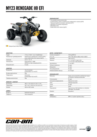 ORV MY23 SPEC ATV Renegade 110 EFI FIFI