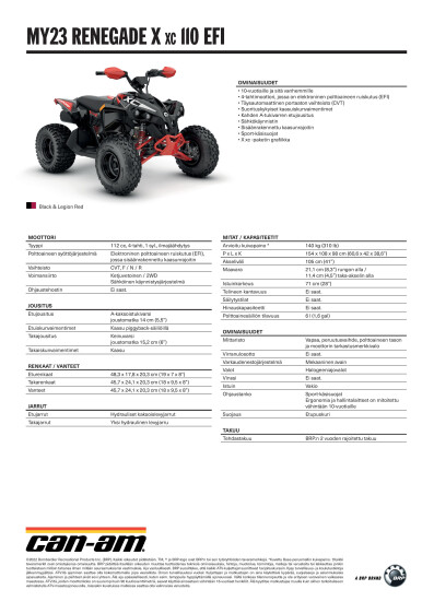 ORV MY23 SPEC ATV Renegade X xC 110 EFI FIFI