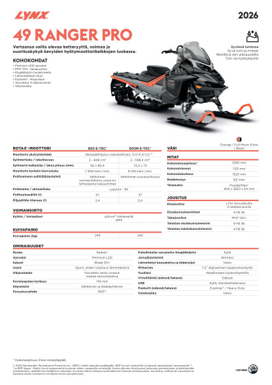 LYNX MY26 49 Ranger PRO SPEC V A4 FIFI
