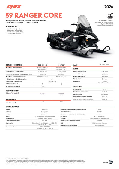 LYNX MY26 59 Ranger Core SPEC V A4 FIFI