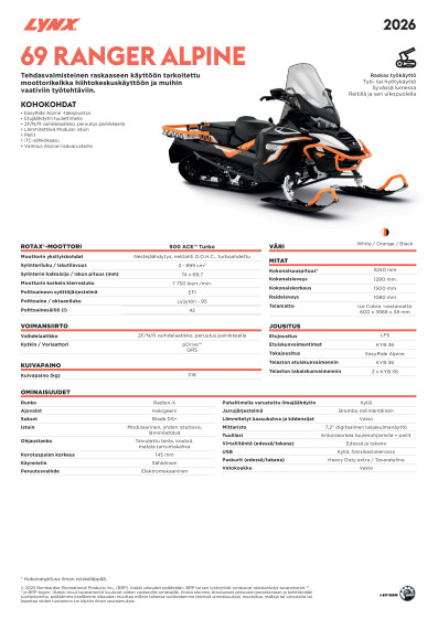LYNX MY26 69 Ranger Alpine SPEC V A4 FIFI