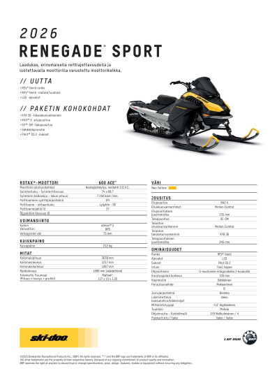 SKI MY26 Renegade Sport SPEC V A4 FIFI