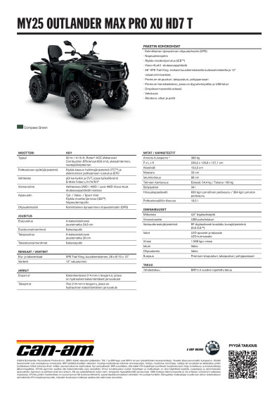 ORV MY25 ATV Outlander MAX PRO XU HD7 T T A4 V SPEC FI FI HR