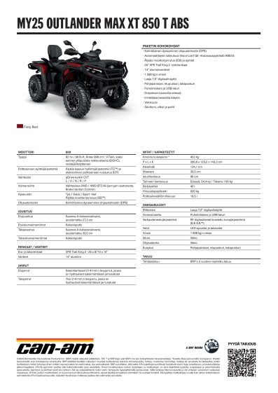 ORV MY25 ATV Outlander MAX XT 850 T ABS T A4 V SPEC FI FI HR