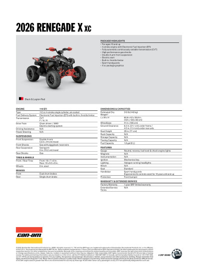 ORV ATV MY26 SPEC REN Xxc 110 EFI ENNA HR