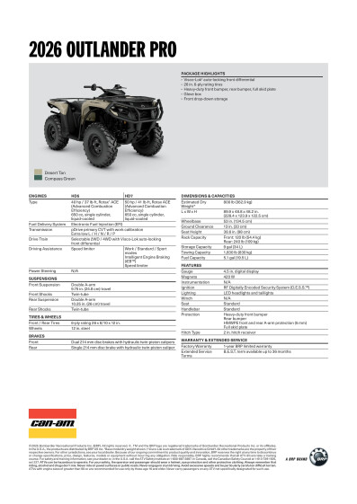 ORV ATV MY26 SPEC OUT PRO HD5 HD7 ENNA HR