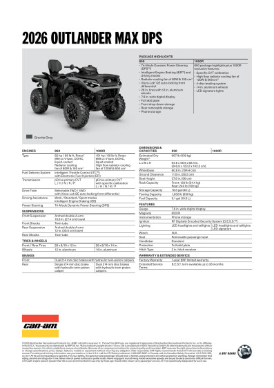 ORV ATV MY26 SPEC OUT MAX DPS 850 1000R ENNA HR