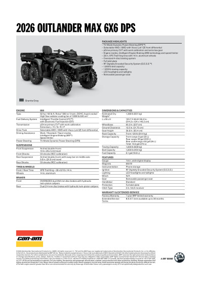 ORV ATV MY26 SPEC OUT MAX 6x6 DPS 850 ENNA HR