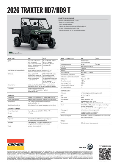 ORV MY26 SSV Traxter HD7 HD9 T A4 V FI FI HR