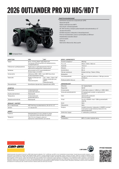 ORV MY26 ATV Outlander PRO XU HD5 HD7 T A4 V FI FI HR
