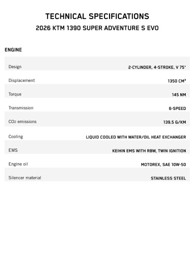 KTM technical specifications