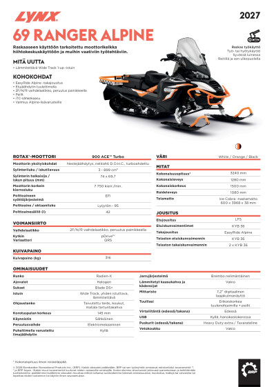 LYNX MY27 69 Ranger Alpine SPEC FIFI