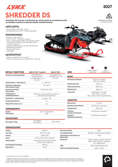 LYNX MY27 Shredder DS SPEC FIFI