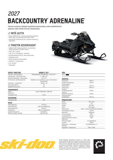SKI MY27 Backcountry Adrenaline SPEC FIFI