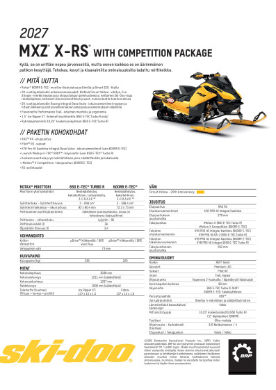 SKI MY27 MXZ X RS with Competition Package SPEC FIFI