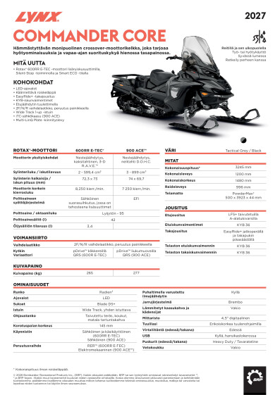 LYNX MY27 Commander Core SPEC FIFI