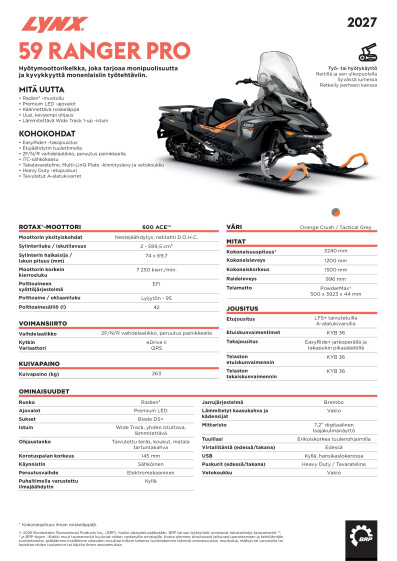 LYNX MY27 59 Ranger PRO SPEC FIFI