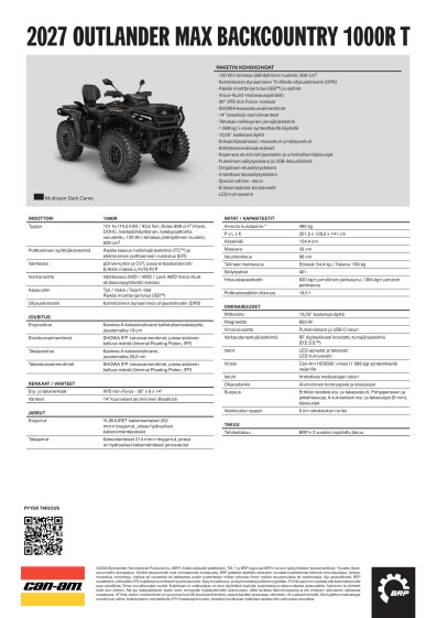 ORV ATV MY27 EMEA SPEC Outlander MAX Backcountry 1000R T FI