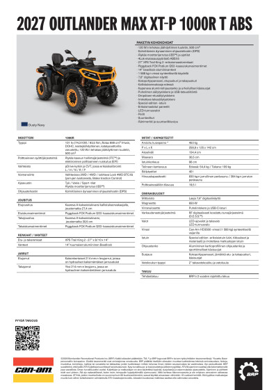 ORV ATV MY27 EMEA SPEC Outlander MAX XT P 1000R T ABS FI