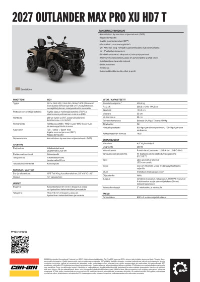 ORV ATV MY27 EMEA SPEC Outlander MAX PRO XU HD7 T FI