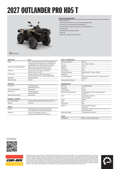 ORV ATV MY27 EMEA SPEC Outlander PRO HD5 T FI