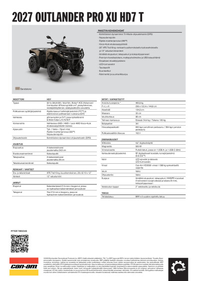 ORV ATV MY27 EMEA SPEC Outlander PRO XU HD7 T FI