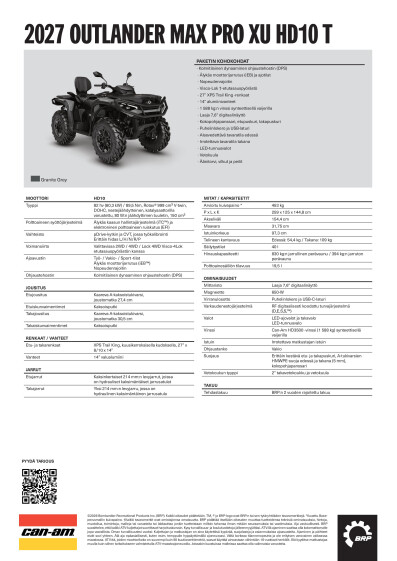 ORV ATV MY27 EMEA SPEC Outlander MAX PRO XU HD10 T FI