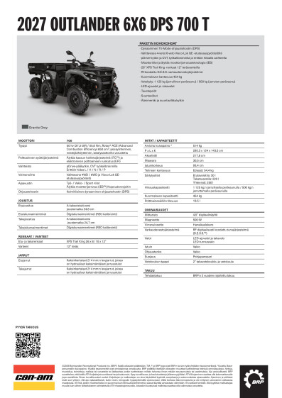 ORV ATV MY27 EMEA SPEC Outlander 6x6 DPS 700 T FI