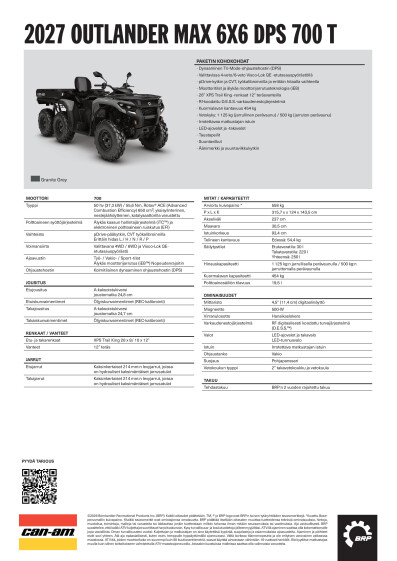ORV ATV MY27 EMEA SPEC Outlander MAX 6x6 DPS 700 T FI