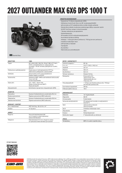 ORV ATV MY27 EMEA SPEC Outlander MAX 6x6 DPS 1000 T FI
