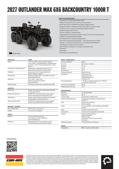 ORV ATV MY27 EMEA SPEC Outlander MAX 6x6 Backcountry 1000R T FI