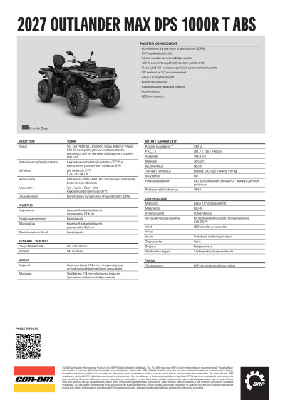 ORV ATV MY27 EMEA SPEC Outlander MAX DPS 1000R T ABS FI