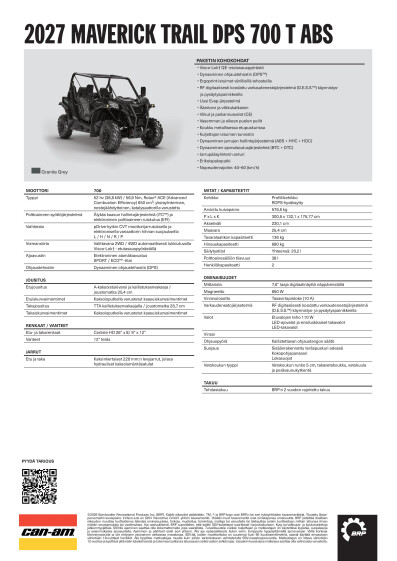 ORV SSV MY27 EMEA SPEC Maverick Trail DPS 700 T ABS FI