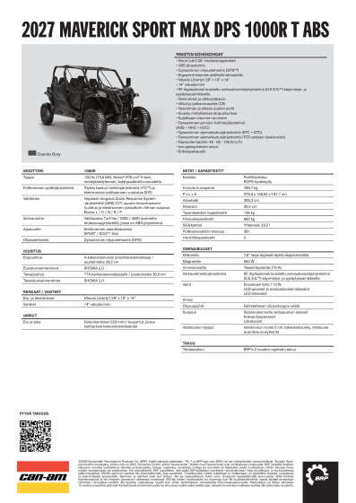 ORV SSV MY27 EMEA SPEC Maverick Sport MAX DPS 1000R T ABS FI